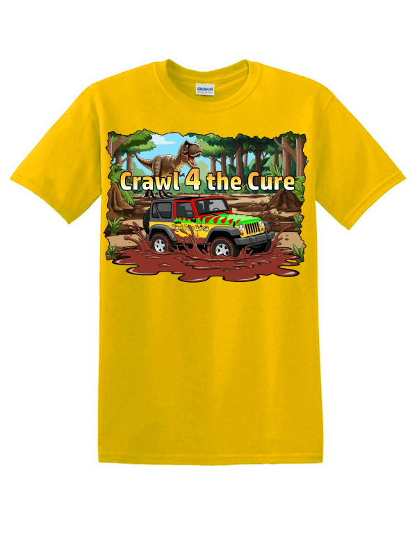 Crawl 4 the Cure 2025 Jurassic Park Jeep Yellow T-Shirt