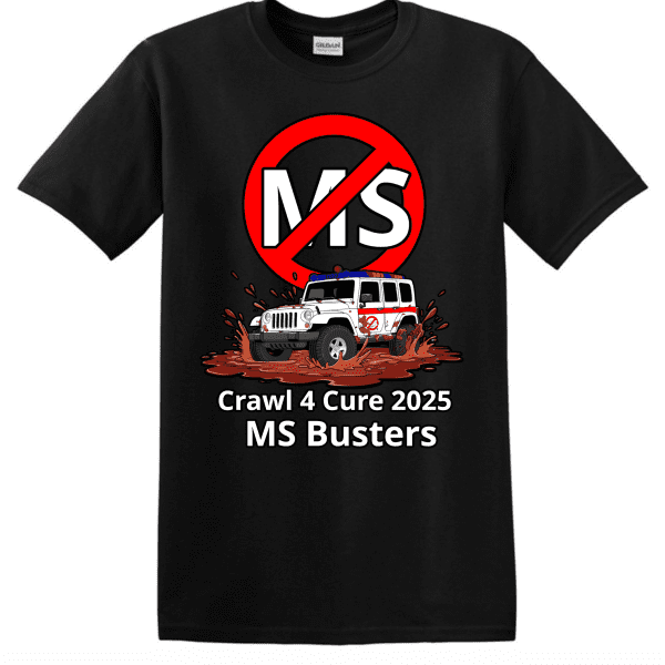 Crawl 4 the Cure 2025 MS Busters Jeep Black T-Shirt