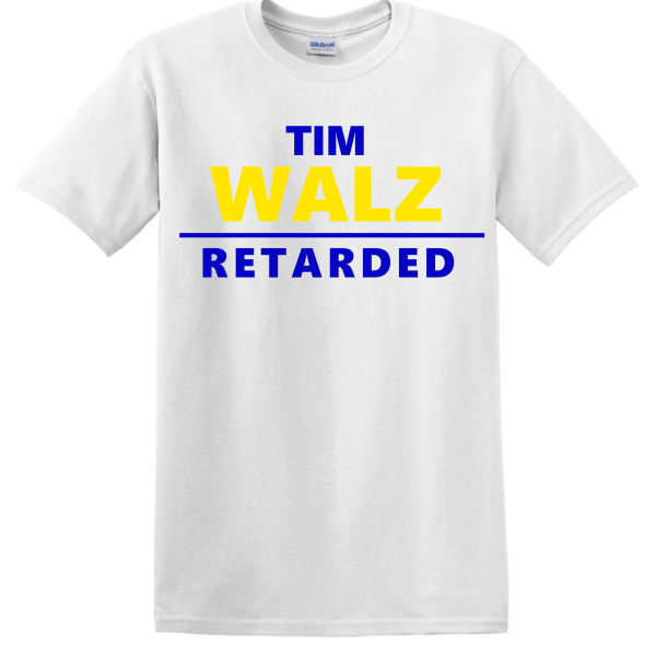 White Tim Walz Retarded T-Shirt
